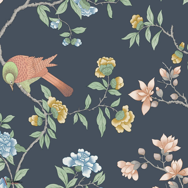 Aderyn-Little Greene-behang-Hick's Blue-Rol-Selected Wallpapers