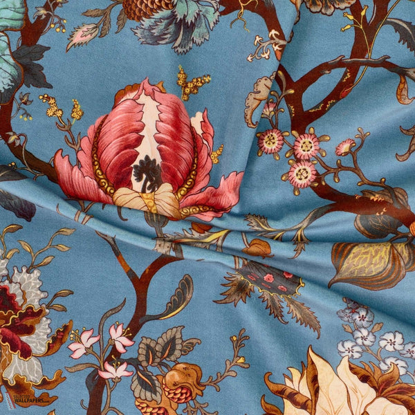 Artemis fabric-House of Hackney-Azure-Velours-Selected-Wallpapers-Interiors