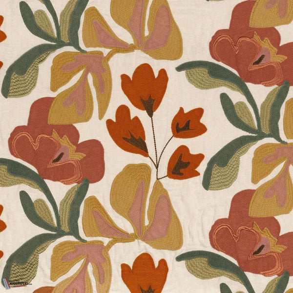 Ayana stof-Casamance-Kaki terracotta-Meter (M1)-Selected Wallpapers-Interiors