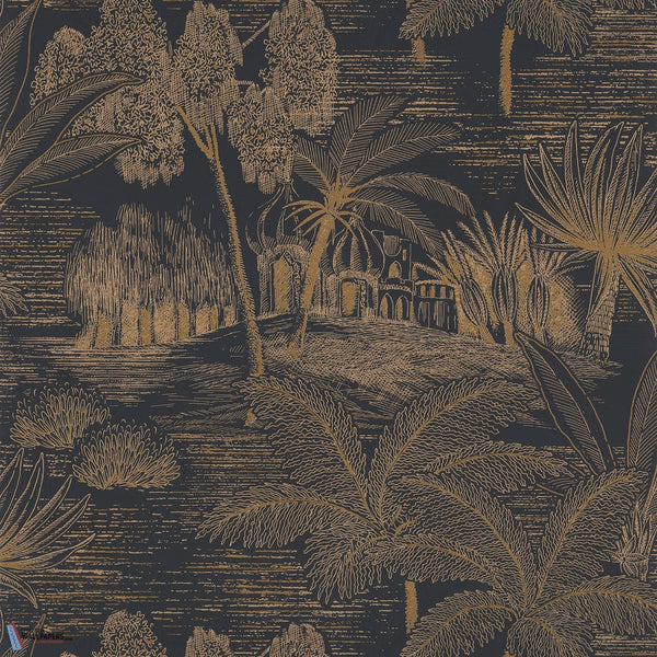 Baharia-Tapete-Casamance-Anthracite/Doré-Rolle-76141222-Selected Wallpapers