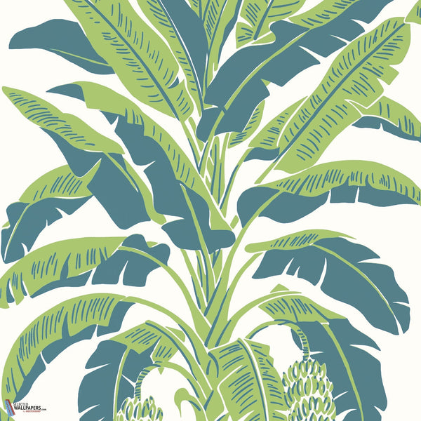 Banana Tree-Behang-Thibaut-Green and Blue-Rol-T13918-Selected Wallpapers