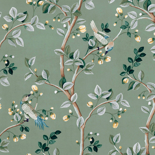 Birds Prosperity-Coordonne-behang-Jade-Non Woven-Selected-Wallpapers-Interiors