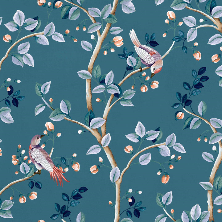 Birds Prosperity-Coordonne-behang-tapete-wallpaper-Sapphire-Non Woven-Selected-Wallpapers-Interiors