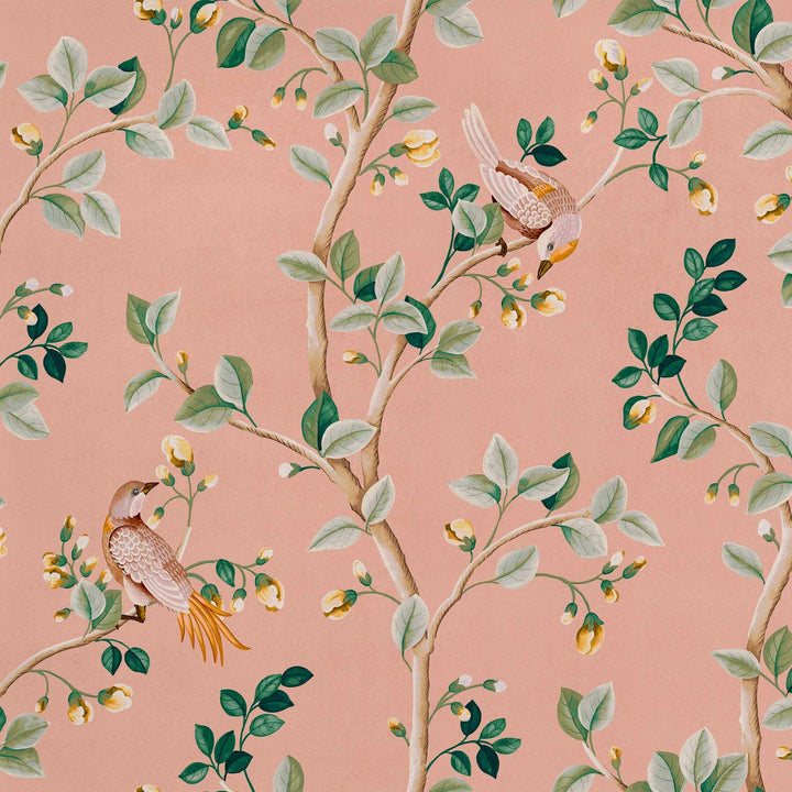 Birds Prosperity-Coordonne-behang-tapete-wallpaper-Rose-Non Woven-Selected-Wallpapers-Interiors