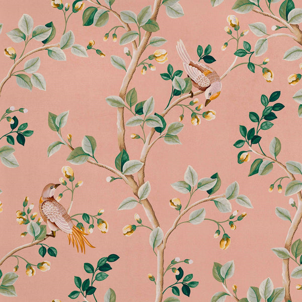 Birds Prosperity-Coordonne-behang-Rose-Non Woven-Selected-Wallpapers-Interiors