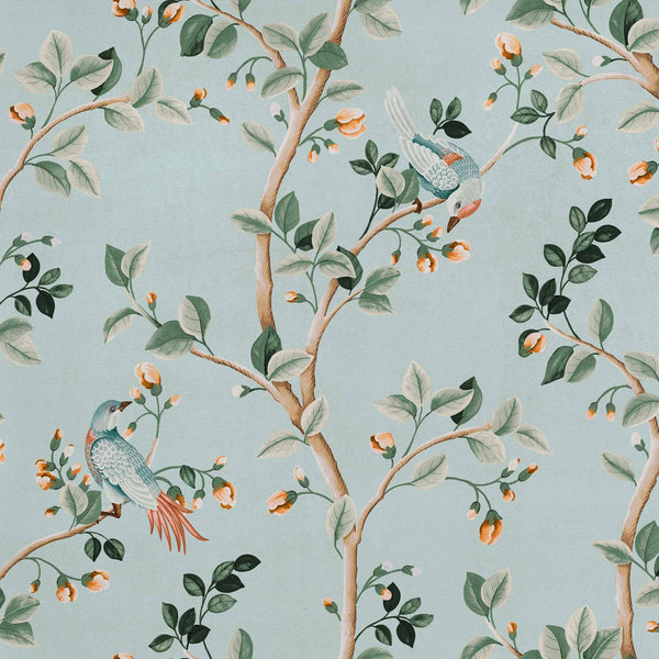 Birds Prosperity-Coordonne-behang-Turquoise-Non Woven-Selected-Wallpapers-Interiors
