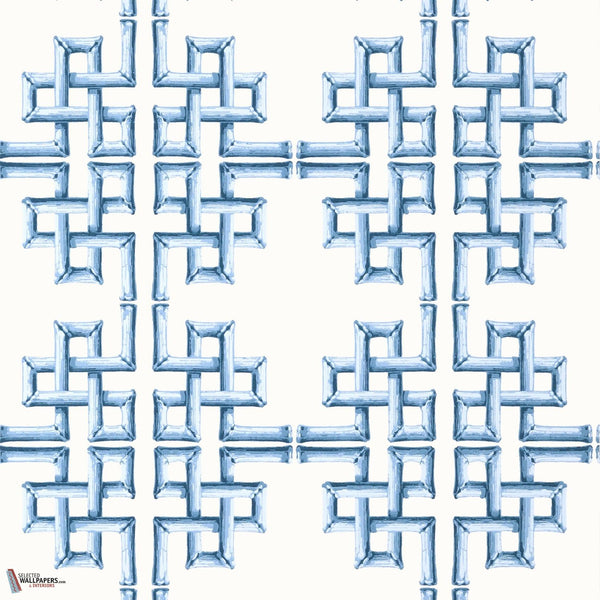 Boca Bamboo behang-Thibaut-Blue-Rol-Selected Wallpapers-Interiors