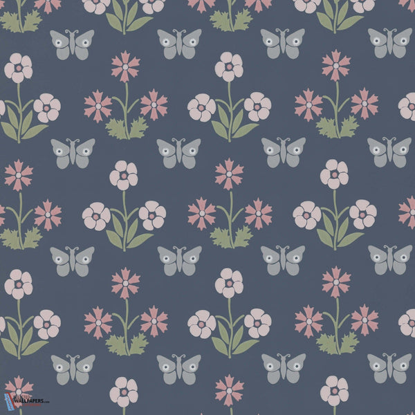 Burges Butterfly-Little Greene-behang-Hick's Blue-Rol-Selected Wallpapers