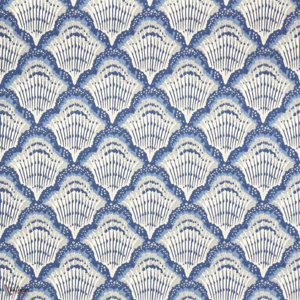 Calico Shell wallpaper-1838 wallcoverings-Cobalt-Roll-Selected Wallpapers-Interiors