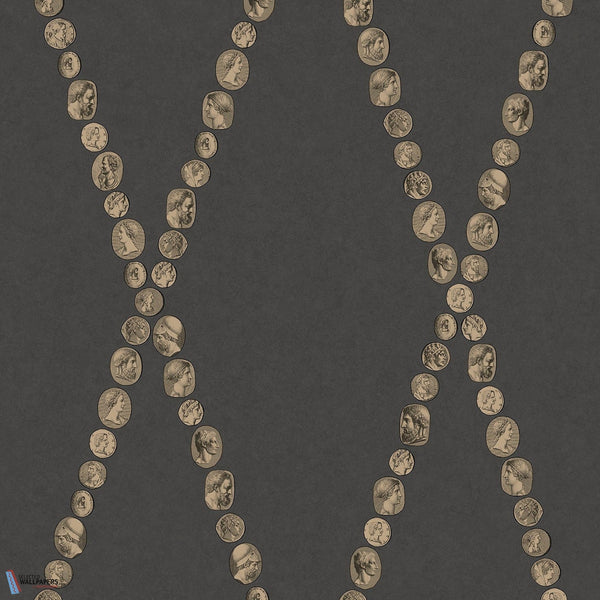 Cammei-behang-Cole & Son-Gold on Charcoal-Rol-123/4018-Selected Wallpapers
