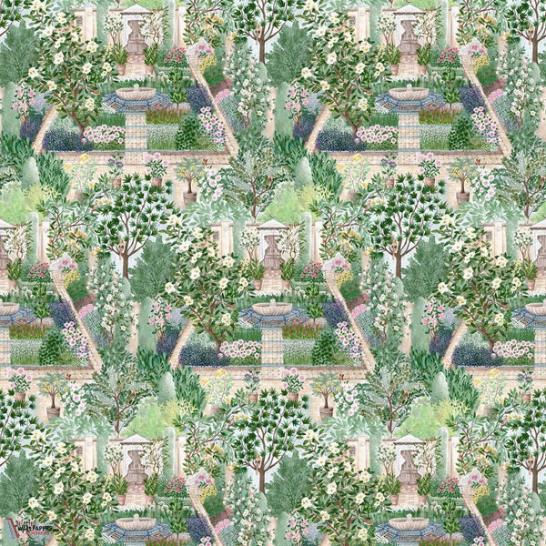 Carpet garden behang-Sanderson-Sanctuary-Rol-Selected Wallpapers-Interiors
