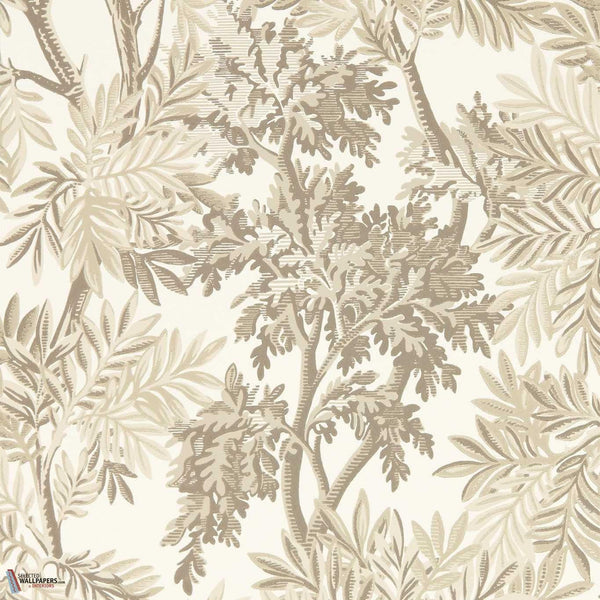 Tapestry trees wallpaper-Sanderson-Raw chocolate/slip-Roll-Selected Wallpapers-Interiors