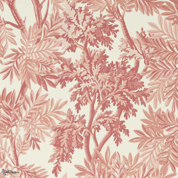 Tapestry trees wallpaper-Sanderson-Berry/pink clay-Roll-Selected Wallpapers-Interiors
