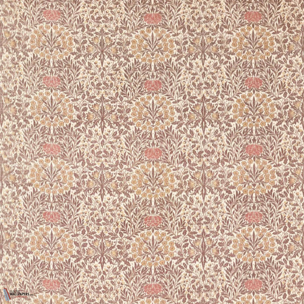 Daisy & Oak Warp Print Stoff-Morris & Co.-Chestnut/Primrose-Meter (M1)-Selected Wallpapers-Interiors