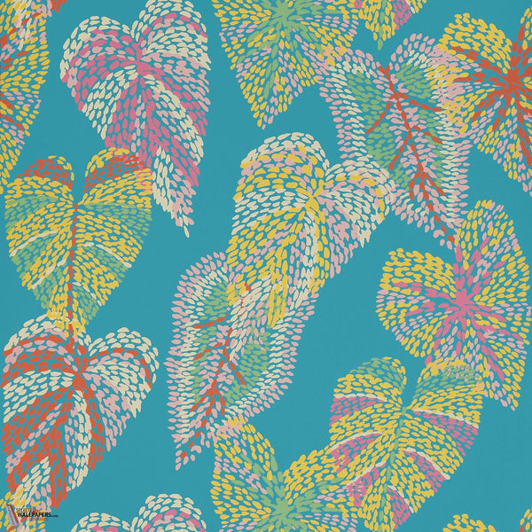 Delila wallpaper-Thibaut-Turquoise-Roll-Selected Wallpapers-Interiors