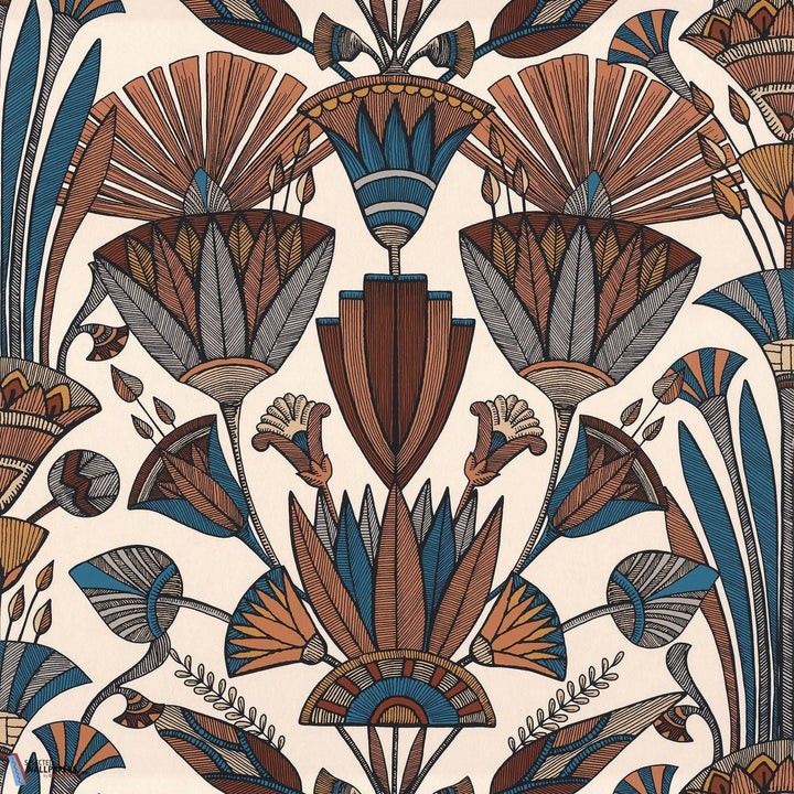 Denderah-behang-Tapete-Casamance-Crème/Terracotta-Rol-76130712-Selected Wallpapers