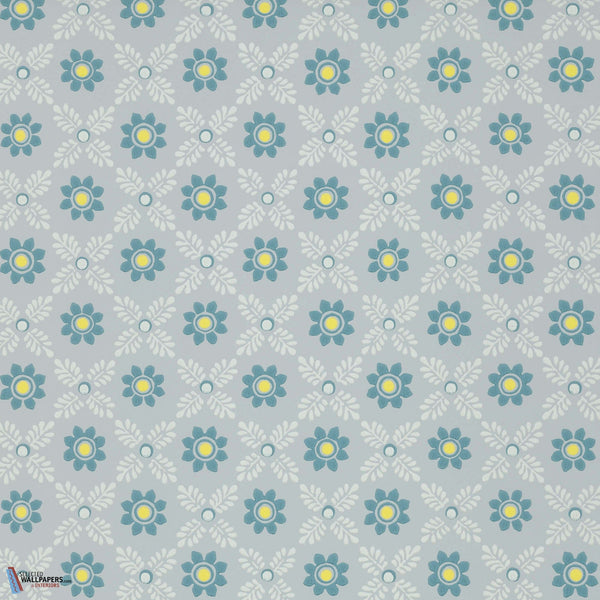 Ditsy Block-Little Greene-behang-Bone China Blue-Rol-Selected Wallpapers