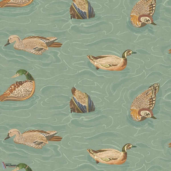 Duck Pond behang-Mulberry-Teal-Rol-Selected-Wallpapers-Interiors