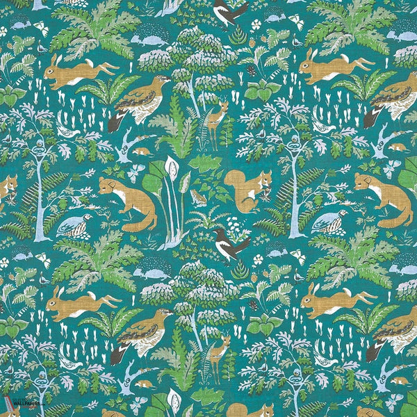 En Foret behang-Pierre Frey-Turquoise-Meter (M1)-Selected-Wallpapers-Interiors