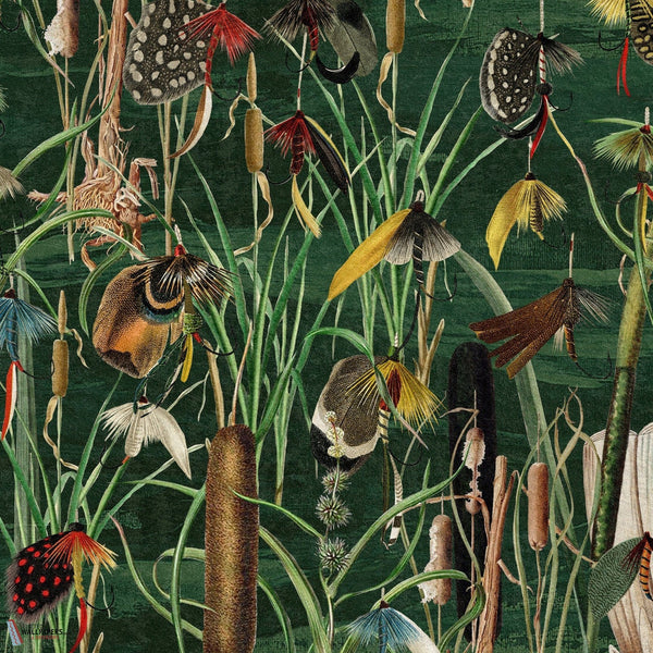 Fishing Flies behang-Mind the Gap-Greenlake-300 cm (standaard)-Selected-Wallpapers-Interiors