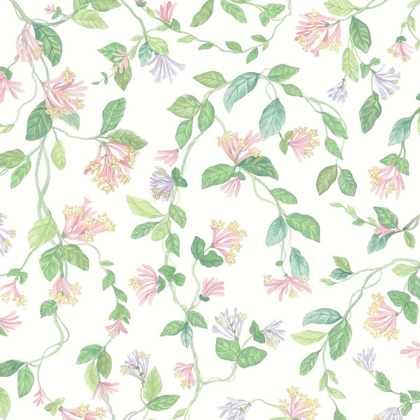 Flora-Cole & Son-Blush / Sage & Mulberry on Cream-Rol-Selected-Wallpapers-Interiors