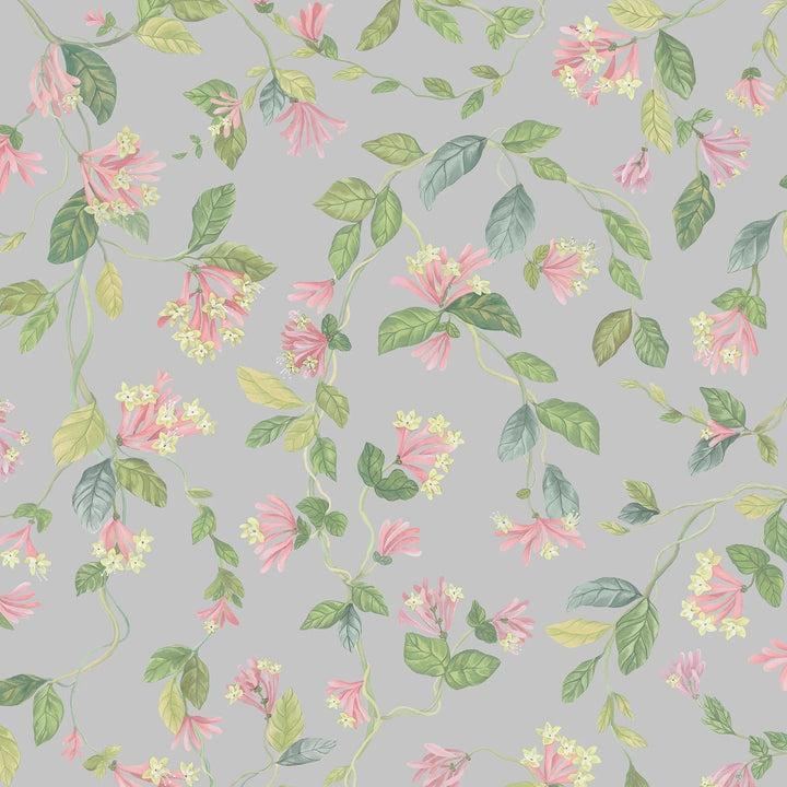 Flora-Cole & Son-Rose & Olive on Grey-Rol-Selected-Wallpapers-Interiors