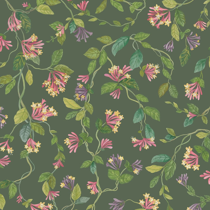 Flora-Cole & Son-Fuchsia on Racing Green-Rol-Selected-Wallpapers-Interiors
