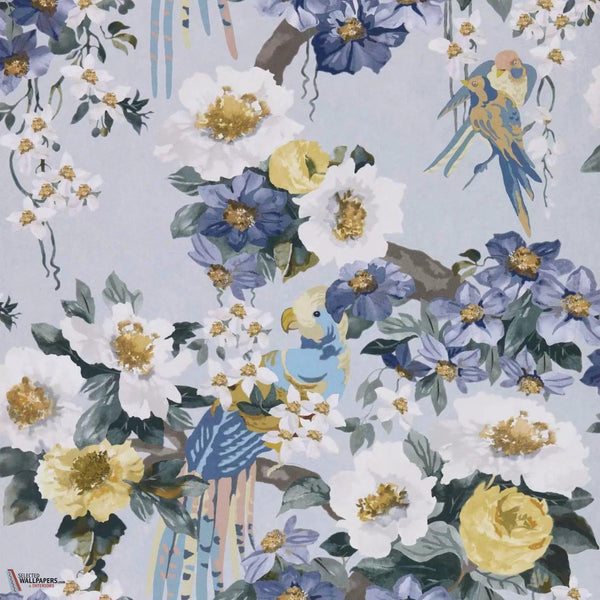 Floral Serenade wallpaper-1838 wallcoverings-Sky-Roll-Selected Wallpapers-Interiors