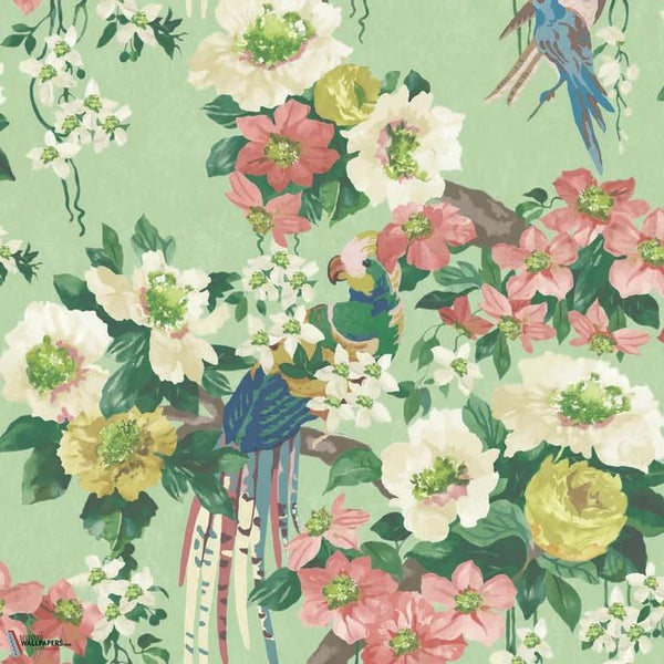 Floral Serenade wallpaper-1838 wallcoverings-Verde-Roll-Selected Wallpapers-Interiors