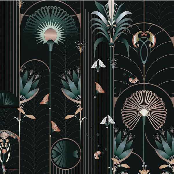 Floreal behang-Les Dominotiers-Noir-Non Woven 70 cm-Selected-Wallpapers-Interiors