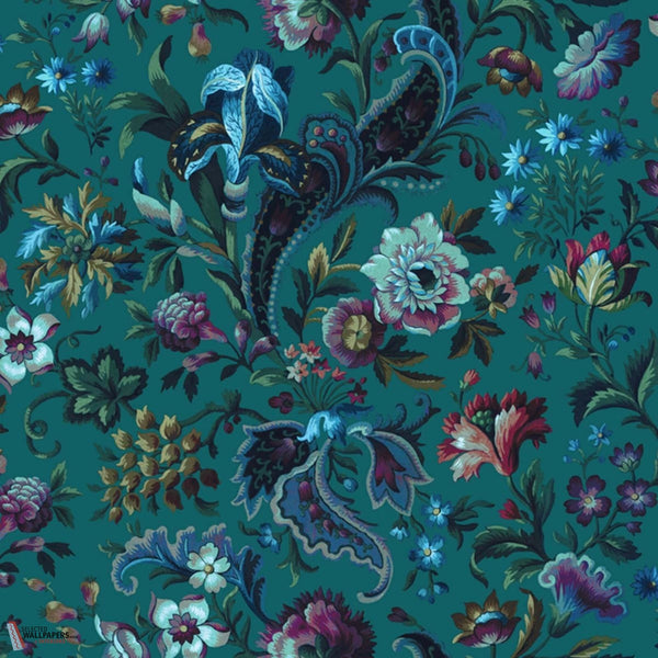 Florika behang-House of Hackney-Petrol-200 cm-Selected-Wallpapers-Interiors