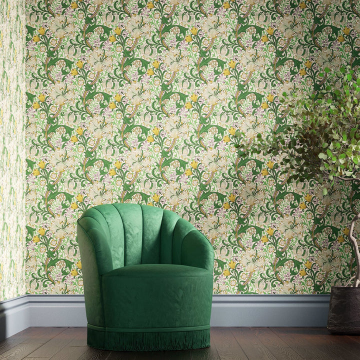 Golden Lily-behang-tapete-wallpaper-Morris & Co-Selected-Wallpapers-Interiors