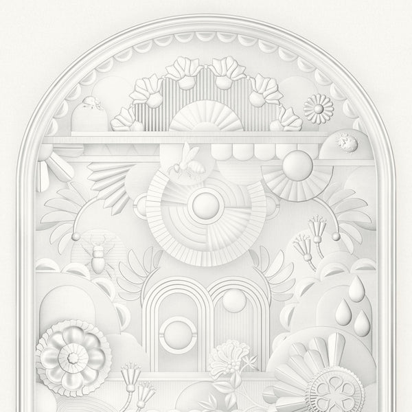 Greenhouse Gathering Arch-Moooi-wallpaper-Architectural White-Paneel-Selected-Wallpapers-Interiors