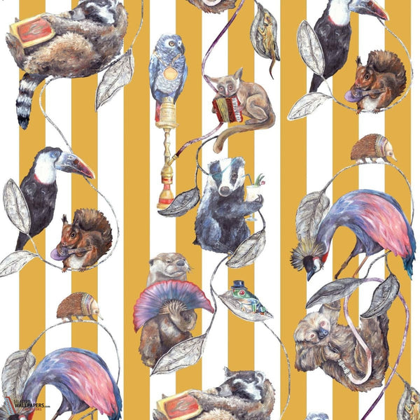Hackney Empire behang-House of Hackney-Ochre Stripe-200 cm-Selected-Wallpapers-Interiors
