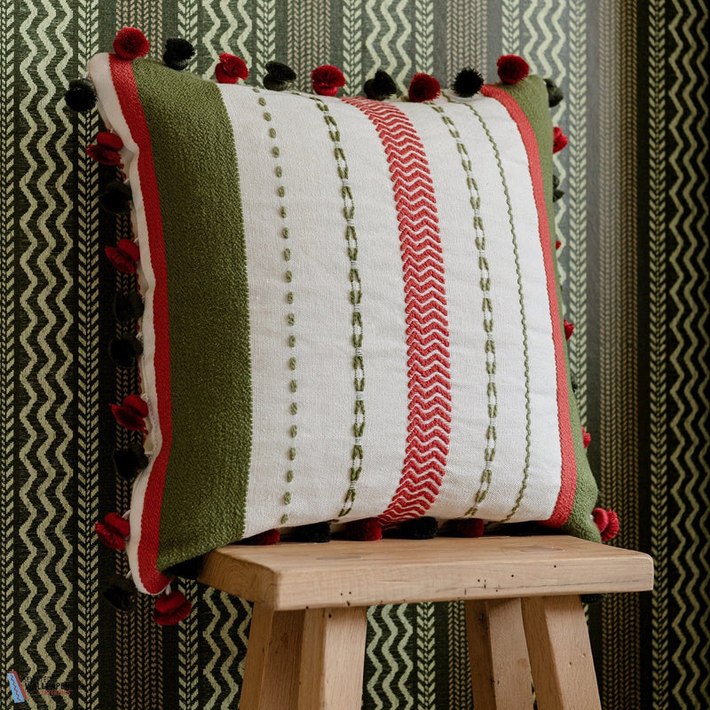 Handwerklich cushion in Green/Red by Mind the Gap