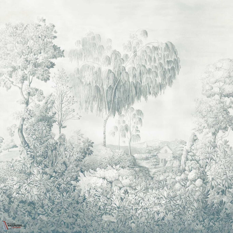 Highgrove arboretum wallpaper in Ether blues by Sanderson