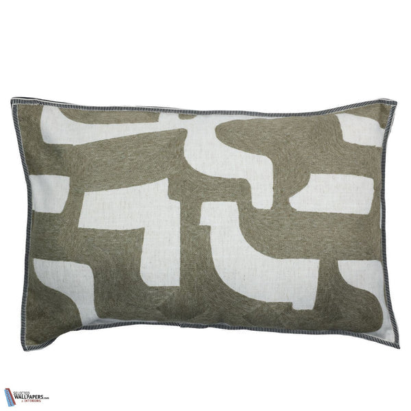 Housse de Coussin Entrelacs-Casamance-kussen-Kaki-60 x 40 cm-Selected Interiors