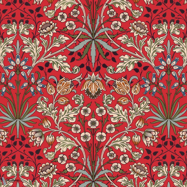Hyacinth behang-House of Hackney-Scarlet Red-200 cm-Selected-Wallpapers-Interiors