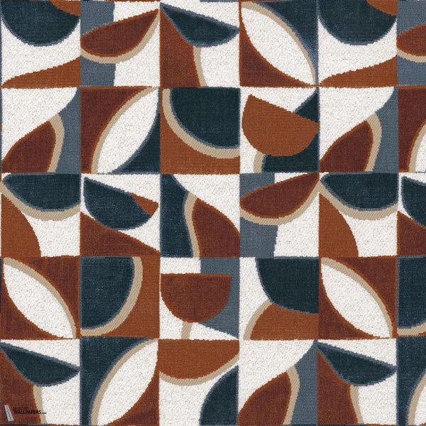 Impatient stof-Casamance-Bleu Nordique Acajou-Meter (M1)-Selected-Wallpapers-Interiors