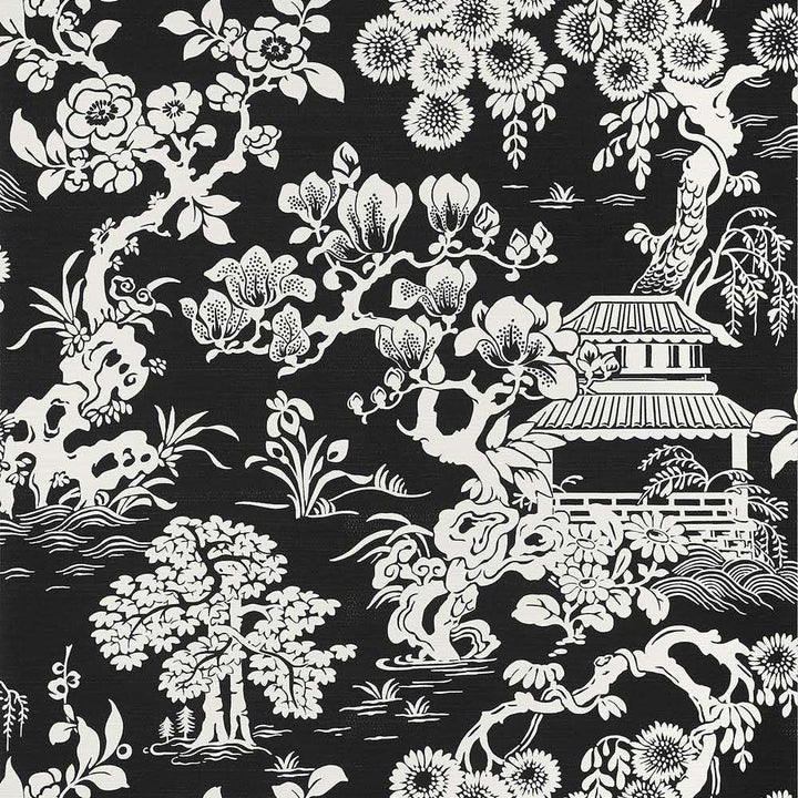 Japanese Garden-Behang-Tapete-Thibaut-Black-Rol-T13308-Selected Wallpapers