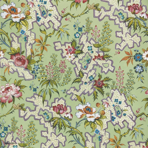Kilburn's Maze wallpaper-1838 wallcoverings-Verde-Roll-Selected Wallpapers-Interiors