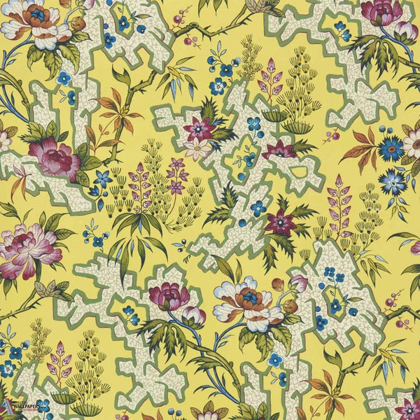 Kilburn's Maze wallpaper-1838 wallcoverings-Yellow-Roll-Selected Wallpapers-Interiors