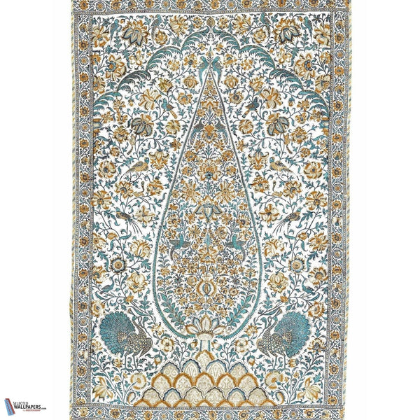 L Arbre Aux Oiseaux-wallpaper-Braquenie-Miel et turquoise-Set-BP374001-Selected Wallpapers