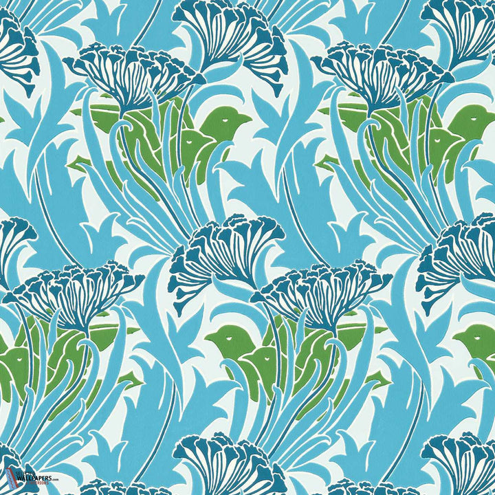 Laceflower-behang-tapete-wallpaper-Morris & Co-Garden Green/Lagoon-Rol-Selected-Wallpapers-Interiors