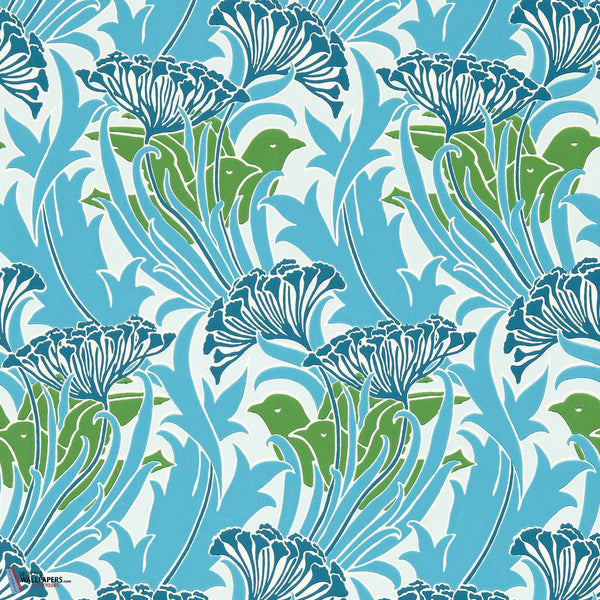 Laceflower-behang-Morris & Co-Garden Green/Lagoon-Rol-Selected-Wallpapers-Interiors