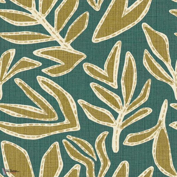 Lanzea wallpaper-Casamance-Emeraude/Olive-Roll-Selected Wallpapers-Interiors