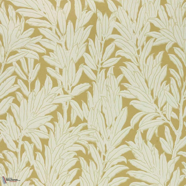 Laurel Leaf wallpaper-1838 wallcoverings-Ochre-Roll-Selected Wallpapers-Interiors