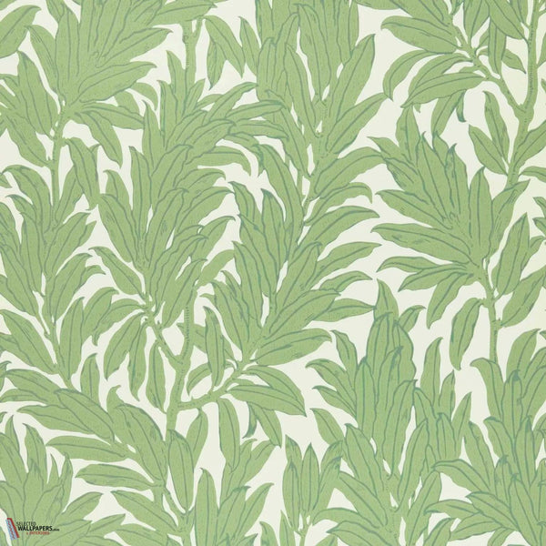 Laurel Leaf wallpaper-1838 wallcoverings-Verde-Roll-Selected Wallpapers-Interiors
