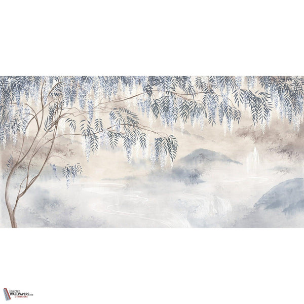 Le Vallon des Glycines behang-Les Dominotiers-Beige-Non Woven 70 cm-M2-Selected Wallpapers-Interiors