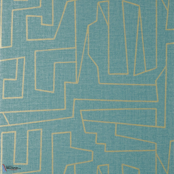 Matrix-Thibaut-Tapete-Metallic Gold and Teal-Rolle-Selected Wallpapers